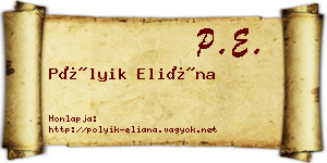 Pólyik Eliána névjegykártya